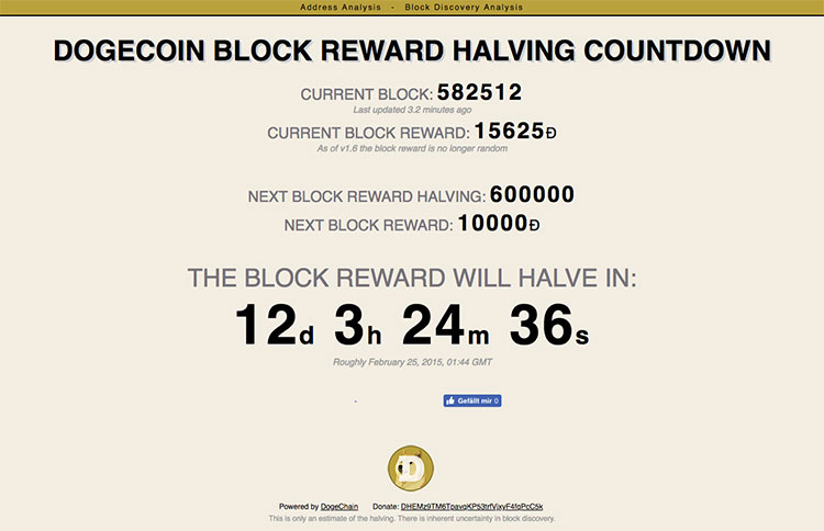 Screenshot of Dogecoin Halving Website