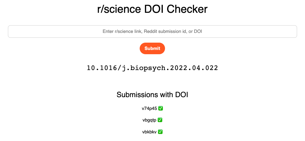 r/science DOI Checker