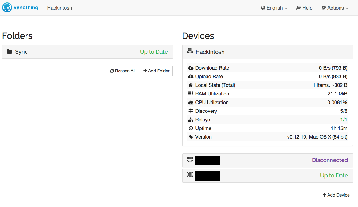 Syncthing Admin GUI