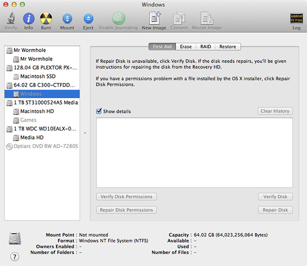 Disk Utility Partition Select
