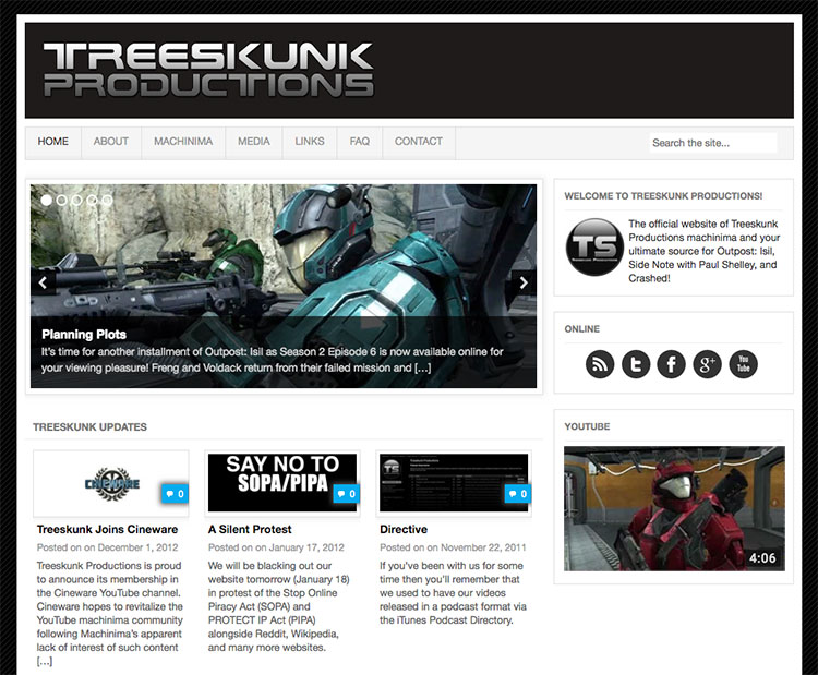 “Screenshot of Treeskunk website